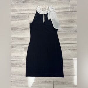 Elegant Black and White Halter Dress